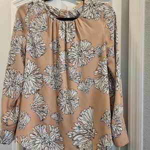 Pink and black floral blouse